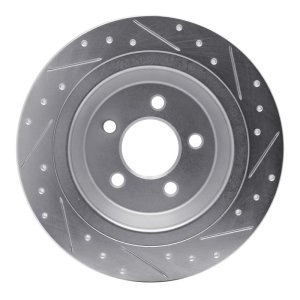 Ford Mustang Brake Rotor (1) - Rear Left - R1 Concepts - Drilled & Slotted - Silver - `15-`23